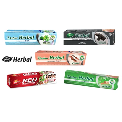 £12.95 • Buy Dabur Herbal Toothpaste, Neem, Basil, Clove, Charcoal, Red & Miswak 100ml 
