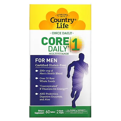 Country Life Core Daily-1 Multivitamins Men 60 Tablets Gluten-Free GMP Quality • $21.74