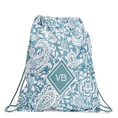 Vera Bradley Drawstring Backsack Bag In Eden Paisley Blue Pattern. • $16.95