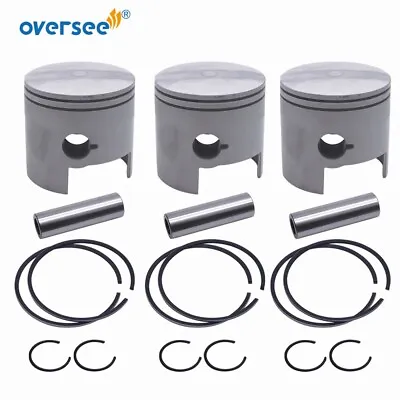 3Pcs 688-11636 Piston Kit 688-11605 Ring +050 For Yamaha Outboard 2T 75-85-90HP • $118.80