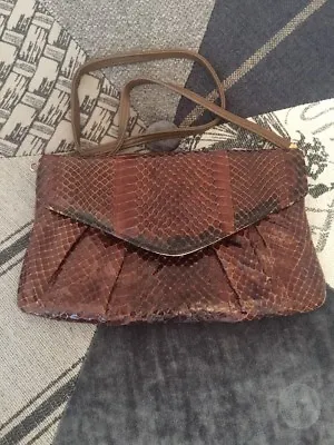 VINTAGE/RETRO ACKERY 1980's Brown Mock Croc Faux Leather Shoulder Bag/Clutch • £12.99