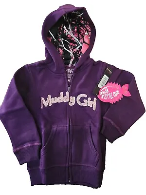 Muddy Girl Girls Zip Up Hoodie Jacket S (4/6) Sparkle Camo Moonshine Wear PURPLE • $15