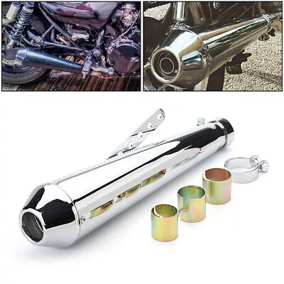 Universal Motorcycle Exhaust Pipe Muffler Silencer For Harley Racer Cafe Chrome • $63.99