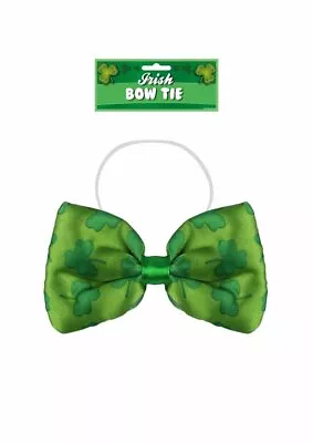 St Patricks Day Green Lucky Clover Satin Feel Fancy Dress Party Bow Tie • £3.49