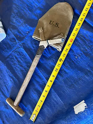 WWI WWII Brauer Bros T-Handle Trench Shovel With Canvas Cover • $195