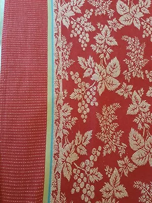 Tablecloth Martha Stewart Home Jacquard 100% Cotton Red White Leaf Berry Pic Nic • $16