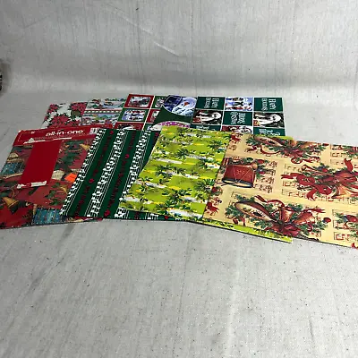VTG Gift Wrap Christmas Holidays Poinsettia Candles Music Crafting LOT • $15