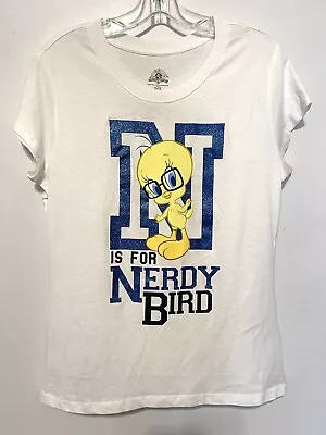 Looney Tunes Tweety Bird T-Shirt Womens Juniors X Large Sparkly Nerdy Bird • $13.99