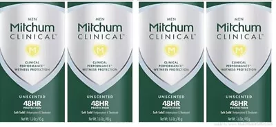 4 X Mitchum Men Clinical Unscented Soft Solid Antiperspirant Deodorant 1.6 Oz • $99.99