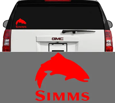 Simms Fishing Outdoor Sports Trout Vinyl Decal Sticker Window Cooler Truck Red • $4.70