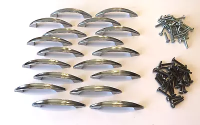 18 Vintage Chrome Furniture Drawer Pulls Handles MCM Lot W/Hardware • $39.99