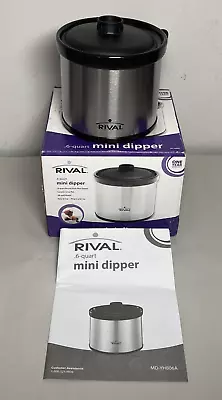 Rival Crock Pot Little Dipper Mini Slow Cooker Stoneware Black W/ Chrome .6 Qt. • $14.95