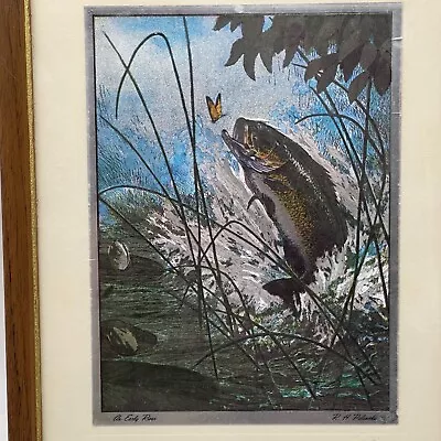 Vintage R H Palenske Foil Art Print Early Riser Fish Wildlife Man Cave Picture • $39.99