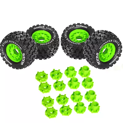 128mm Desert Truck Tyres&wheels 12mm/14mm Hex For 1/10 RC Truck (4psc Green) • £63.99