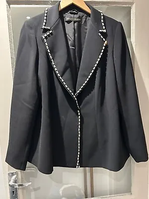 Marina Rinaldi Black Blazer With Diamante Collar Size UK 24 • £64.99