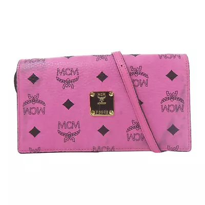 MCM GHW Shoulder Bag Calfskin Leather Pink/Black • $160