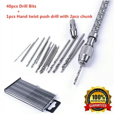 20/40x Mini Precision Pin Vise Micro Hand Drill Twist Bit Set For Rotary Tools • $7.18