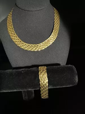 Milor Italy Necklace & Matching Braclet - Herringbone - Gold Over 925 Sterling • $75