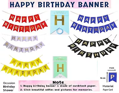 Happy Birthday Hanging Card Party Decoration Garland Bunting Banner Letter • £1.99