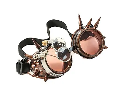 $16.99 • Buy Steampunk Copper Goggles Spike Crazy Burning Man Costume Mad Scientist 2X Red