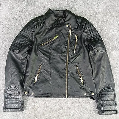 £14.99 • Buy L’OLIVE VERBE Retro Vintage Red Black Gold Zip Full Zip Biker Jacket UK 8