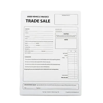 Trade Sale Used Car Invoice Pad Book Spares Or Repair • £8.49
