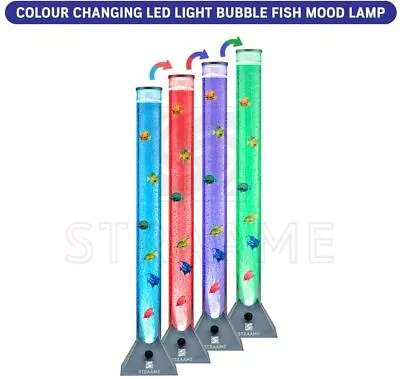 Straame 90cm Colour Changing LED Sensory Bubble Tube Lamp Mood Fish Water Silver • £26.99