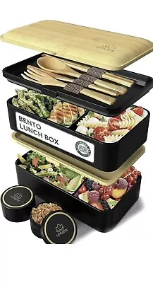 Umami Bento Box Adult Lunch Box W/utensils & Jars 40 Oz Microwavable Bento Box • $10