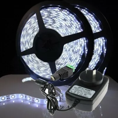 600leds 3528 SMD 10M LED Strip Lights Cool White AC 240V To DC 12V Power Adapter • $24.02