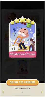 Washboard Tunes Sticker | Monopoly Sticker 5 Stars| Fast Send (please Read) • $4.69