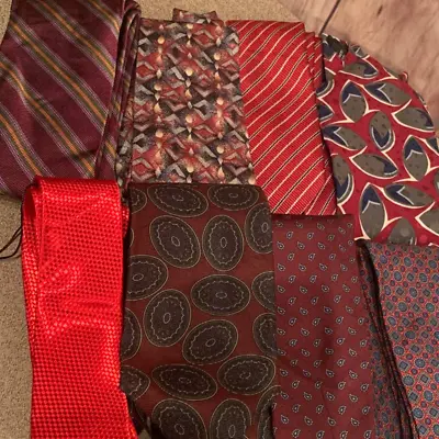 8 Red Gray Navy Vintage & Modern Great Condition Silk Polyester Neck Tie Lot • $25