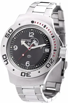 New Mens Automatic Watch Vostok Amphibian 060634 Black Dial SCUBA DUDE  (20 ATM) • $114.90