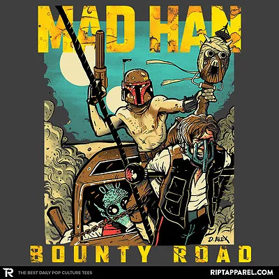 MAD MAX STAR WARS Fury Road Han Solo Boba Fett Bounty Hunter Mens T-Shirt MEDIUM • $5
