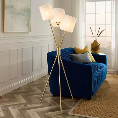 Modway Alexa Tripod 3-Light Floor Lamp In Gold • $141.06