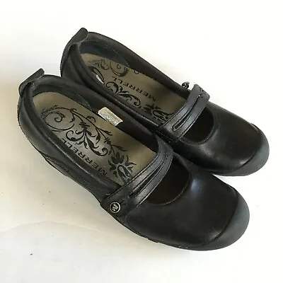 Merrell Plaza Bandeau Black Leather Mary Jane Heel Womens Size 8 Shoes Athletic • $28.49