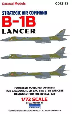 Caracal Decals 1/72 ROCKWELL B-1B LANCER Strategic Air Command • $14.50