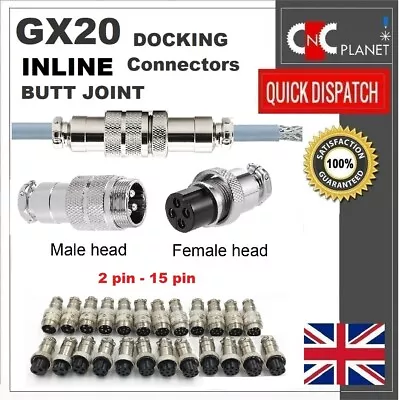 GX20 2 3 4 5 6 7 8 9 10 15 Pin Metal Inline Cable Connector Joint Aviation Plug  • £5.75