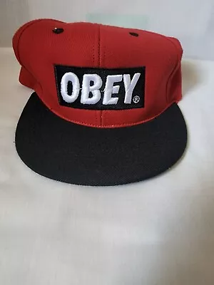 Black And Red Obey SnapBack. • $20