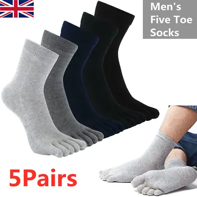 £7.99 • Buy Mens Five Finger Toe Socks Cotton Running Sports Socks Soft Breathable, 5 Pairs