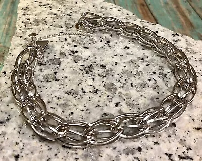 Vintage AR 925 Sterling Silver Double Link Bracelet Fine Jewelry • $49.58