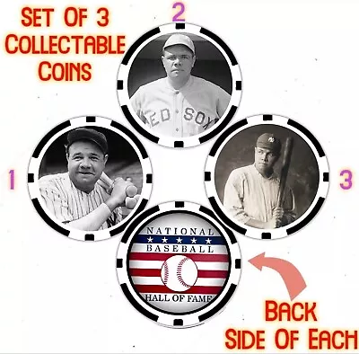 Babe Ruth - Three (3) Commemorative Poker Chip/coin Set • $24.39