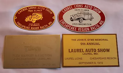 Lot 4 Vintage Auto Show Badge/plaque-laurel Lions Chesapeake Region Baltimore Md • $14.95