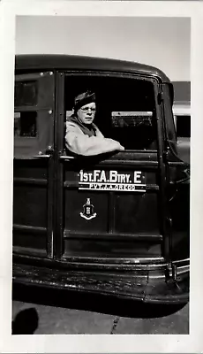 Vintage Photo 1st Field Artillery Regiment Battery E Pvt. JA Gregg WW2 Truck • $4