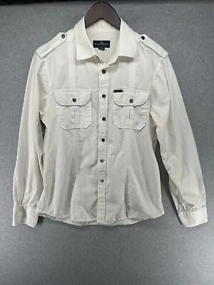 Marc Ecko Cut & Sew Men's Shirt Long Sleeve Button Up 100% Cotton Size M Cream • $14.99