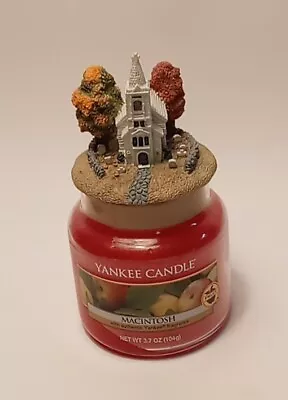 Vintage Yankee Candle Ceramic Church Top RED McIntosh Apple Small Jar 3.7 Oz New • £24.12