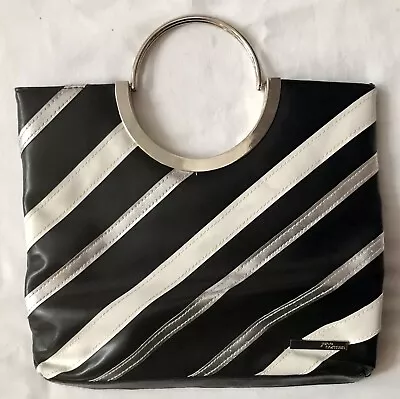 Small Vintage Smart Black & White Jane Norman Clutch Faux Leather Handbag  • £9.99