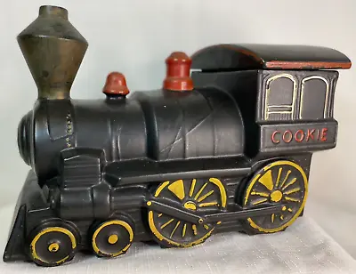 Vintage MCCOY Cookie Jar Train Engine Black With Gold Trim 1962 RARE • $89.99