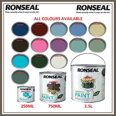 £8 • Buy Ronseal Outdoor Garden Paint - For Exterior Wood Metal Stone Brick - All Colours