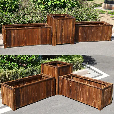 12” 24  36  Wood Planter Box Raised Garden Bed Grow Large Flowers Vegetable Box • $29.96