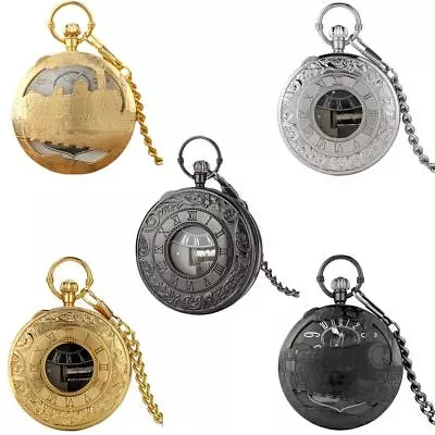 Music Box Pocket Watch Gold Color Case Antique Style Quartz Chain Watch50 • $13.95